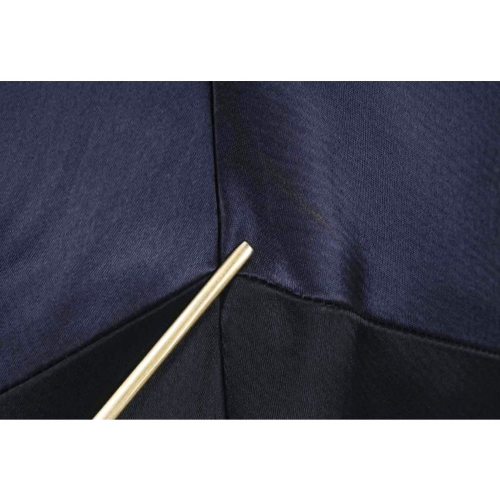 NITELINE Navy & Black Striped Long Satin Gown - Picture 5 of 5